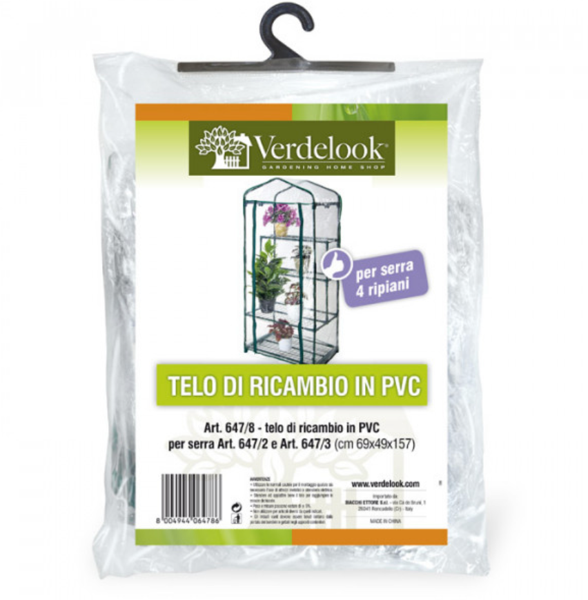 Telo di ricambio serra 4 ripiani 69x49x158  Verdelook Telo di ricambio serra 4 ripiani 69x49x158  Verdelook